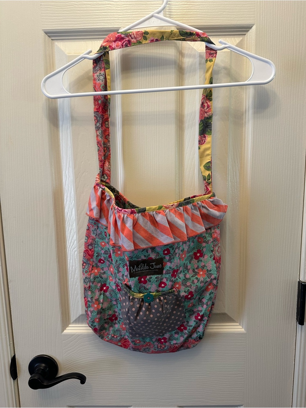 Matilda Jane Floral Patchwork Shoulder Bag in Teal, Coral, Yellow